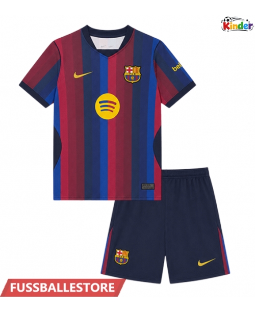 Günstige Barcelona Fermin Lopez #7 Heimtrikotsatz Kinder 2026-27 Kurzarm (+ Kurze Hosen)